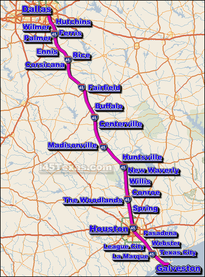 I-45 Texas Traffic Map